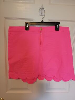 Lilly Pulitzer Hot Pink Scalloped Hem Skirt EUC 12